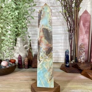 0460 Caribbean Calcite Crystal Tower with Inclusions - Large 9-1/2 Inch